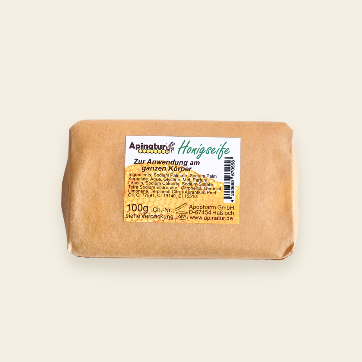 Apinatur® Honigseife 100g – Blockform